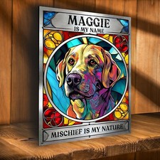 Personalised Golden Labrador Sign Metal Dog Mischief Custom Pet Pup Plaque DG33