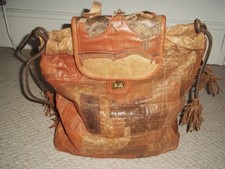 STUNNING VINTAGE 1970's TAN/BROWN PATCHWORK LEATHER HOBO SHOULDER BAG/CROSSBODY