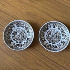 Pair Of Vintage Barratt’s StaffordshireWare Brown Farmhouse Scene 5.5 in Saucers