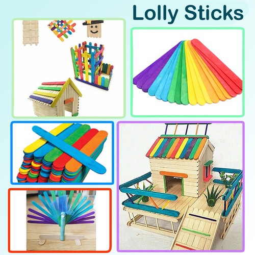 Coloured lolly sticks - coloured, natural