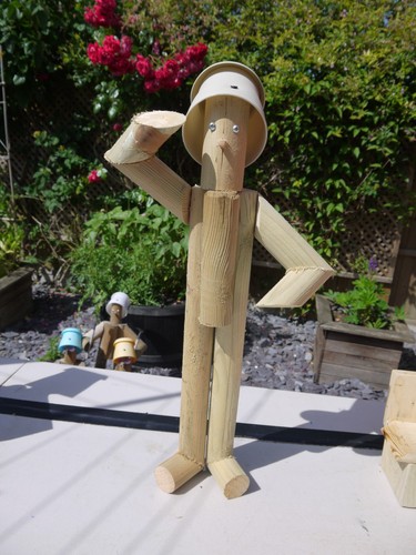 Wooden handmade flowerpot men - wooden,