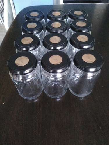 Glass jam jars with - 12,