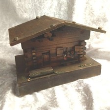 Vintage Swiss Style Chalet Wooden Music Box Plays Music When Opened c1950's ?