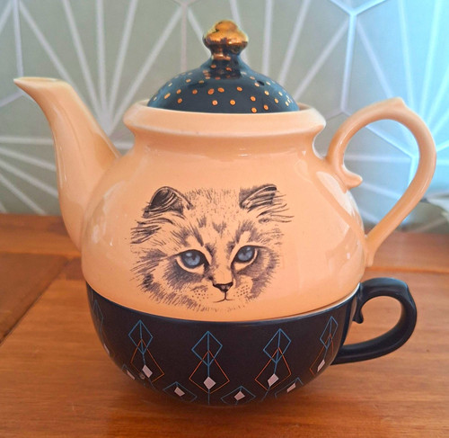 Ceramic cat pattern tea for - ceramic,