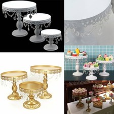Luxury Crystal Round White Gold Cake Stand Wedding Cakes Display 20cm 25cm 30cm