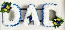DAD Artificial Silk Funeral Tribute Any 3 Letter Name Flower Wreath