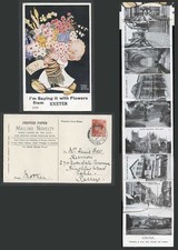 MABEL LUCIE ATTWELL 1937 Old Postcard Pull-Out Say with Flowers from Exeter 1777