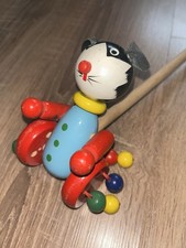 Vintage Wooden Mouse Push Toy