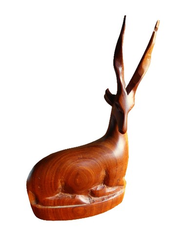 Vintage wooden carved antelope - vintage,
