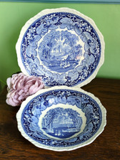 2 PIECES MASON'S 'VISTA' BLUE