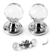 A Pair of 65mm Clear Crystal Glass Door Knobs Extra Large, Kitchen Door Handle