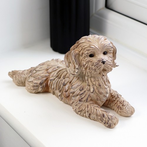 Lying cockapoo ornament resin - lying,