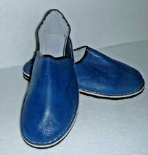 HAND CRAFTED * MOROCCAN LEATHER BABOUCHE Slippers  BLUE All Sizes