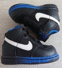 New Baby Infant Nike Dunk high Top ombre trainers Black & Blue UK Size 4 Boys 