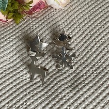 4 Silver Plated Christmas Napkin Rings, Christmas Tree Reindeer Snowflake Star