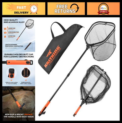 Folding landing net with boat - net,