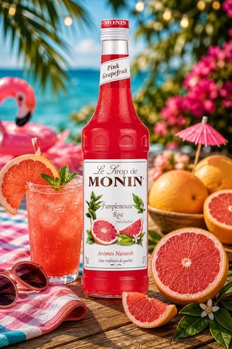 Monin pink grapefruit syrup - pink,