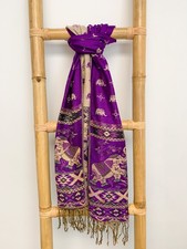 Purple and Gold Elephant Scarf