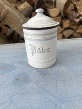 Vintage Enamelware French Enamel Kitchen Storage Pot Pates Pasta Jar