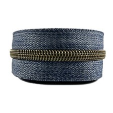 Continuous Zip, Nylon Coil #5 Zipper with Denim Tape  - Gold, Rose, Silver teeth
