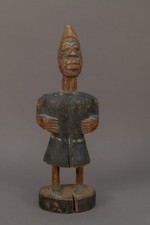 LARGE OLD UNUSUAL WEST AFRICAN TRIBAL ART NIGERIA BENIN DAHOMEY PAINTED FIGURE