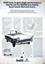 Vintage 1967 Sunbeam 'Alpine' Sports Car Advert - Original Auto Photo Print Ad