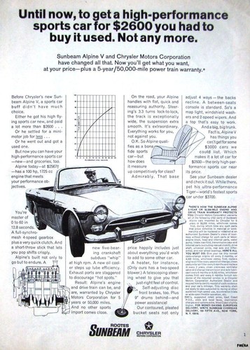 Vintage 1967 sunbeam alpine - vintage,