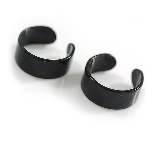 Black minimalist ear cuff set - black,