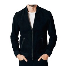 Men's Black Soft Suede Bomber