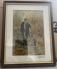 Keith Proctor Signed Print -man And Dog Hunting Early Work Rare