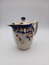 Vintage Ceramic Imari Style Teapot with Lid Hand Painted Floral Design