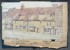 Col. H.P. Ditmas 1910 Watercolour Bootham York Miss Gray’s Greengrocer & Shops