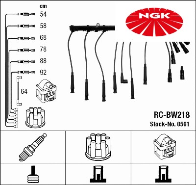 Ignition cable kit 0561 ngk - cable,
