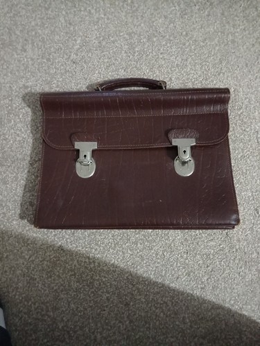 Genuine leather 70s briefcase - leather,