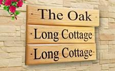 Personalised Wooden House Sign Carved Custom Engraved Oak Name Plaque Outdoor