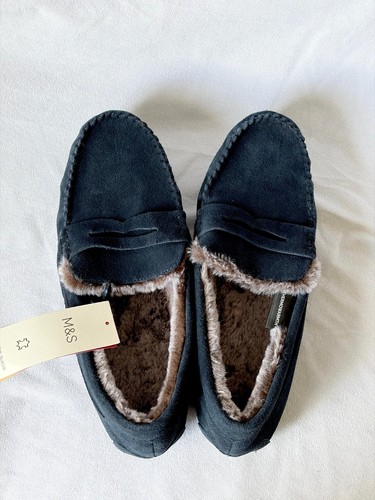 Navy genuine suede - m&s,