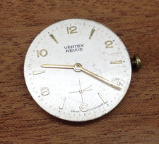 Vertex REVUE cal 77.1 Mechanical Watch Movement , Dial & Hands - WORKING