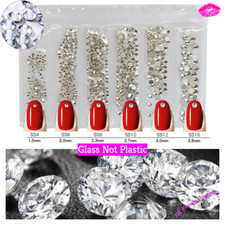 1400pcs 6 Size Glass Flat Back Crystal Clear Diamante Rhinestone 3D Nail Art 