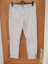 M&S COLLECTION SIZE 12 STRETCH WHITE THIN BLUE LINE 27L TAPER OP TURN UP