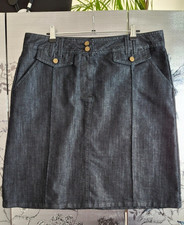 NEW Ladies black denim cotton short mini skirt western BOHO SIZE 16 L pockets