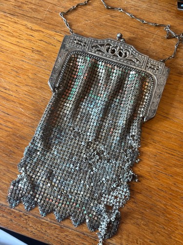 Antique mesh metal handbag - handbag, by