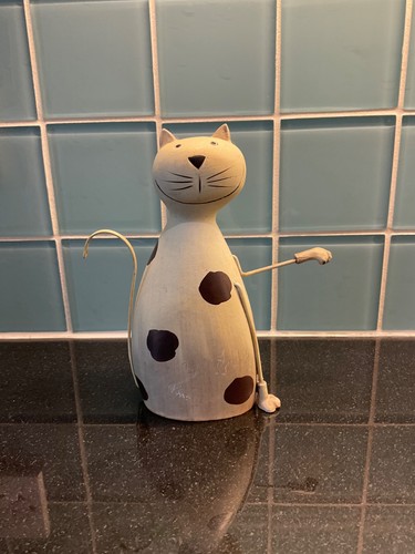 Wooden cat ornament - wooden, cond
