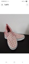 Pink And White Checkered Vans Trainers Sneakers Size Uk 2 Vgc!