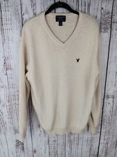 American Eagle Sweater Adult Large Tan Wool Blend AEO Fisherman Pullover