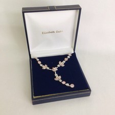 ELIZABETH DUKE PINK & SILVER COLOURED FLORAL NECKLACE BOXED EB15JH