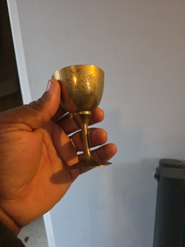 Vintage brass goblet cup small - vintage,