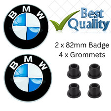 2x82mm Bonnet Boot Badge 4xGrommets For BMW 1 3 5 Series E60 E61 E92 E81 E87 E90