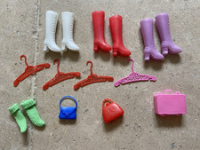 Vintage Sindy, Barbie Doll Coat Hangers, Boots, Socks & Handbags VGC