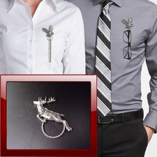 Springing Stag A60 Pewter Pin