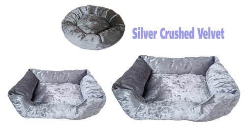 Silver crushed velvet cat dog - cat,